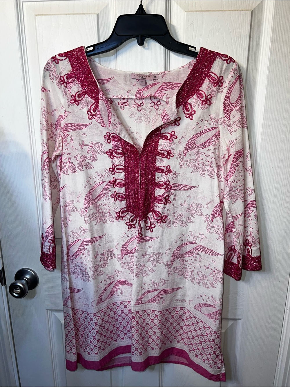 Calypso St. Barth Pink Paisley Embellished Tunic